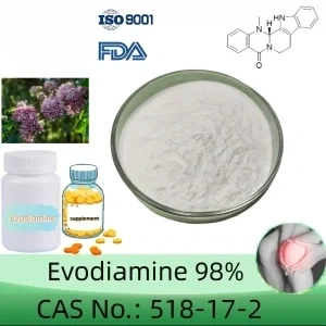 Evodiamine powder manufacturer CAS No.: 518-17-2 98% purity min. for supplement ingredients